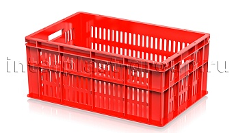 Ящик для молока, мяса, овощей и фруктов большая перфорация дно сплошное красный в Шахты