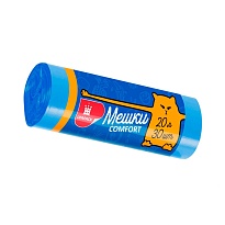Мешки для мусора 20 л, синие, в рулоне 30 шт., ПНД, 8 мкм, 500х400 мм, Comfort, М0017 (МН 20-30с) в Шахты