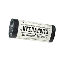 Мешки для мусора 30 л, черные, в рулоне 20 шт., ПНД, 7 мкм, 560х440 мм, Крепаномъ, 4607075710580 в Шахты