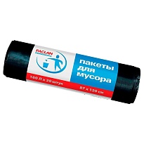 Мешки для мусора 160 л, черные, в рулоне 20 шт., ПВД, 30 мкм, 1200х870 мм, PACLAN Professional, 604082 в Шахты