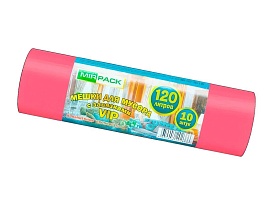 Мешки для мусора 120 л, с завязками, красные, в рулоне 10 шт., ПНД, 15 мкм, 800х750 мм, VIP, Z12010red в Шахты