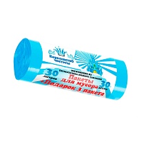 Мешки для мусора 30 л, голубые, в рулоне 30 шт. + 3 пакета в подарок, ПНД, 5 мкм, 560х480 мм, Королевство Чистоты, МК3964 (ПЭКЧ-30-30г) в Шахты