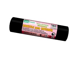 Мешки для мусора 180 л, ароматизированные, черные, в рулоне 10 шт., ПВД, 50 мкм, 1100х930 мм, EXTRA black, 18008301 в Шахты