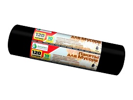 Мешки для мусора 120 л, черные, в рулоне 10 шт., ПНД, 12 мкм, 1100х700 мм, MIRPACK Classik, 1201011 в Шахты