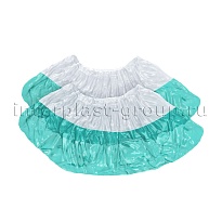 Бахилы бело-бирюзовые 1000 шт (500 пар), 48 мкм, двойная подошва, с одной резинкой, Эконом+ в Шахты Бахилы бело-бирюзовые 1000 шт (500 пар), 48 мкм, двойная подошва, с одной резинкой, Эконом+ в Шахты