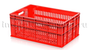 Ящик для молока, мяса, овощей и фруктов большая перфорация дно перфорированное красный в Шахты