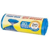 Мешки для мусора 90 л, синие, в рулоне 20 шт., ПНД, 14 мкм, 900х700 мм, LAIMA ULTRA, 607693 в Шахты