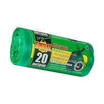 Мешки для мусора 20 л, биоразлагаемые, с ручками, черные, в рулоне 30 шт., ПНД, 10 мкм, 550х440 мм, Крепак, 4607075710047 в Шахты