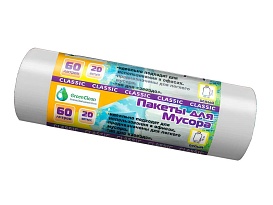 Мешки для мусора 60 л, белые, в рулоне 20 шт., ПНД, 7 мкм, 700х600 мм, MIRPACK Classik, 602052 в Шахты