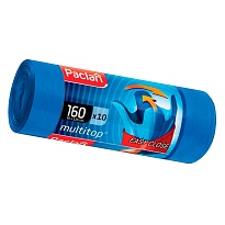 Мешки для мусора 160 л, с ушками, синие, в рулоне 10 шт., ПВД, 30 мкм, 1250х900 мм, PACLAN Multitop, 604064 в Шахты