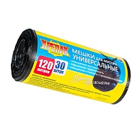 Мешки для мусора 120 л, черные, в рулоне 30 шт., ПНД, 15 мкм, 1100х700 мм, Крепак, 4607075710122 в Шахты