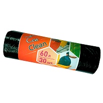 Мешки для мусора 60 л, черные, в рулоне 30 шт., ПНД, 6 мкм, 640х580 мм, Концепция Быта EcoClean, 603890 в Шахты