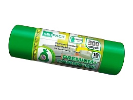 Мешки для мусора 300 л, зеленые, в рулоне 10 шт., ПВД 70 мкм, 1400х1000 мм, PREMIUM+, 300101601 в Шахты Мешки для мусора 300 л, зеленые, в рулоне 10 шт., ПВД 70 мкм, 1400х1000 мм, PREMIUM+, 300101601 в Шахты