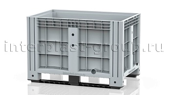 Контейнер iBox сплошной на полозьях с пробкой 1 дюйм серый в Шахты
