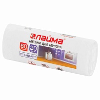 Мешки для мусора 60 л, белые, в рулоне 20 шт., ПНД, 7 мкм, 680х580 мм, LAIMA, 605539 в Шахты Мешки для мусора 60 л, белые, в рулоне 20 шт., ПНД, 7 мкм, 680х580 мм, LAIMA, 605539 в Шахты