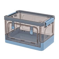 Ящик пластиковый складной прозрачный коричневый, дно синее, 360х235х230 мм, с колесиками в Шахты