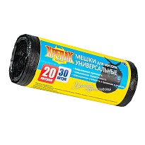 Мешки для мусора 20 л, черные, в рулоне 30 шт., ПНД, 10 мкм, 550х440 мм, Крепак, 4607075710092 в Шахты