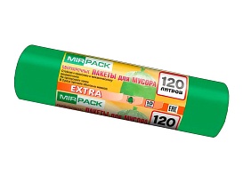 Мешки для мусора 120 л, зеленые, в рулоне 10 шт., ПНД, 14 мкм, 1100х700 мм, EXTRA, ex1201804 в Шахты