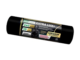 Мешки для мусора 240 л, черные, в рулоне 10 шт., ПВД 60 мкм, 1300х930 мм, EXTRA LUX+, 24010115 в Шахты